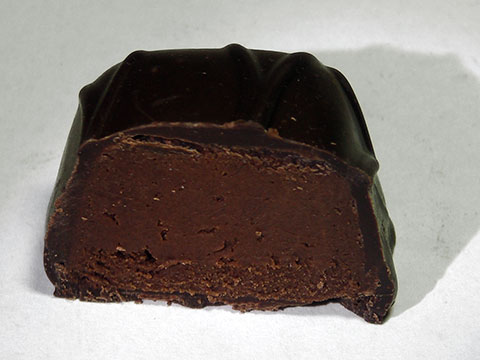 Photo of inside of See’s® Dark Chocolate Chip Truffle